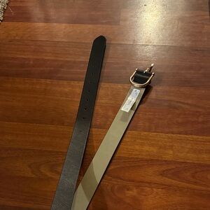 Black and Tan Belt with Gold Buckle